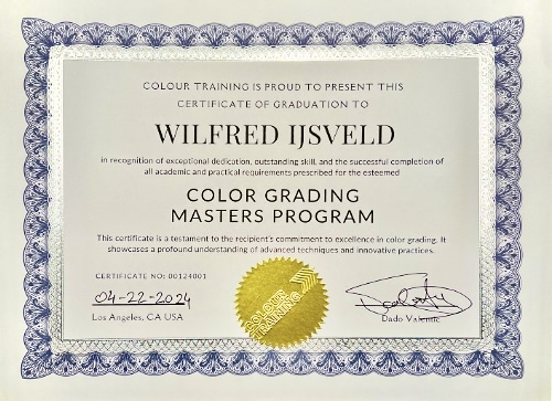 Color Grading Masters Program Certificaat